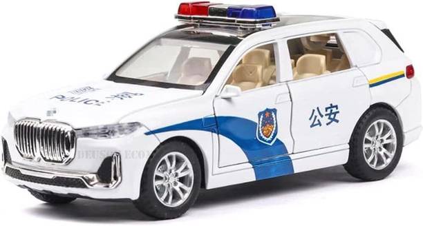 KIDSNEY 1:32 B-M-W X7 Police Toy Car Pull Back Car with Openable Door and Sound Light