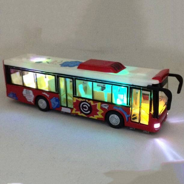 DARVICE Long Bus Toy For Kid London Bus Light Sound Music Openable Door Toy Bus