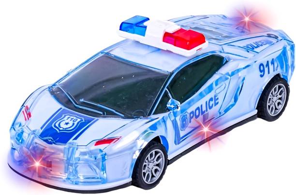 Zenex store Police Car with Lights, Music and Siren Sound Friction Powered Toy Car for Kids