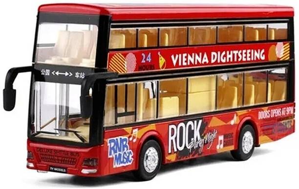 DEZICON ECOM Diecast Metal Bus Toy For Kids Light Sound Pullback
