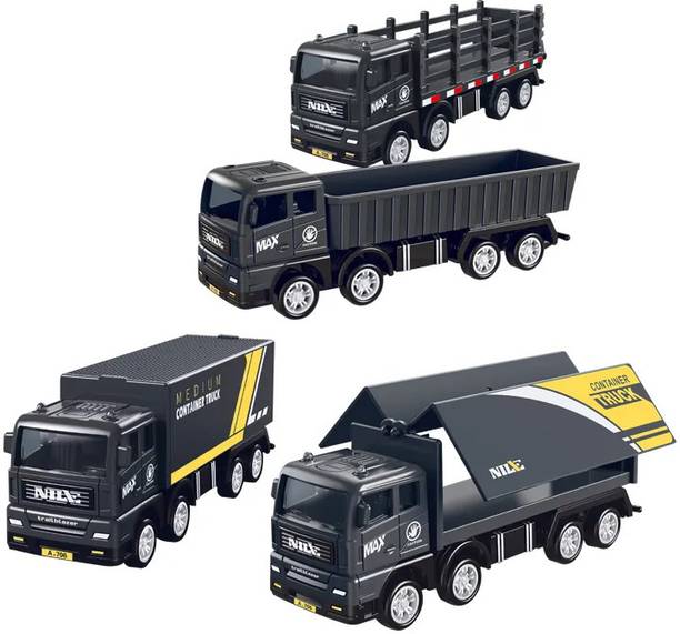 deoxy pack of 4 pieces simulation model friction truck transport car carrier truck toy