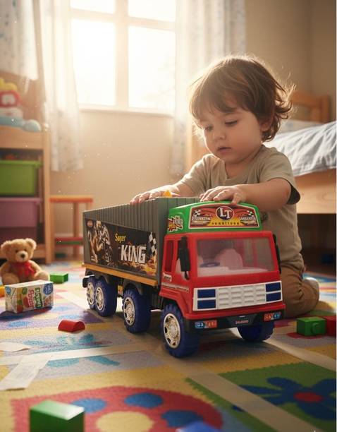 HOMOZE Big Cargo Container Truck Toy Push & Go Lorry with Storage fo