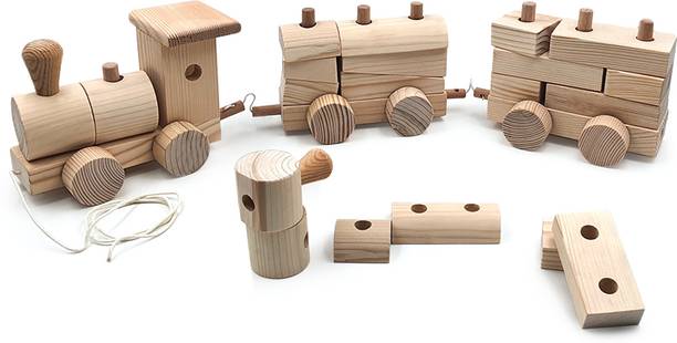 Little Genius Sorting Train-Natural Finish, Wooden Train