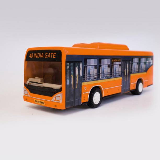 HANAL Low Floor Bus Toy with Pull-Back Action for Kids
