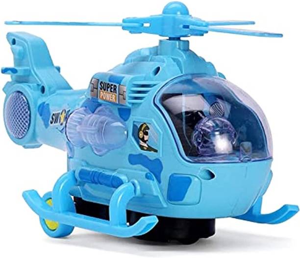 Vvansa Traders Helicopter Toy, Plastic 360 Degree Rotation Musical & 3D Lights Helicopter Toy