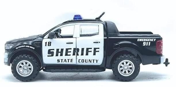 PLAYSPHERE Police Sheriff Toy Car for Kids, Pull Back Action Toy Car (Color May Vary)