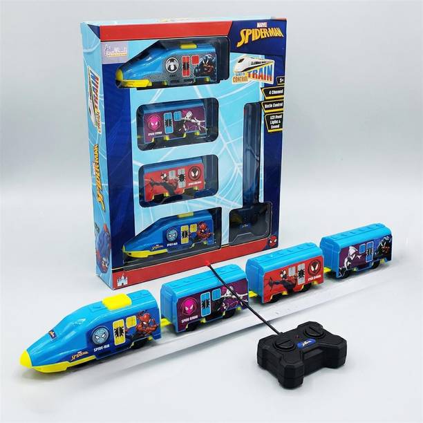 Kriiddaank Spiderman Theme RC Kids Express Train Toy (Blue)