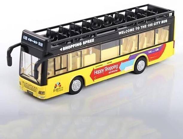 AHBHT Metal Bus Toys for Kids Bus Toy with Light Sound Pull Back