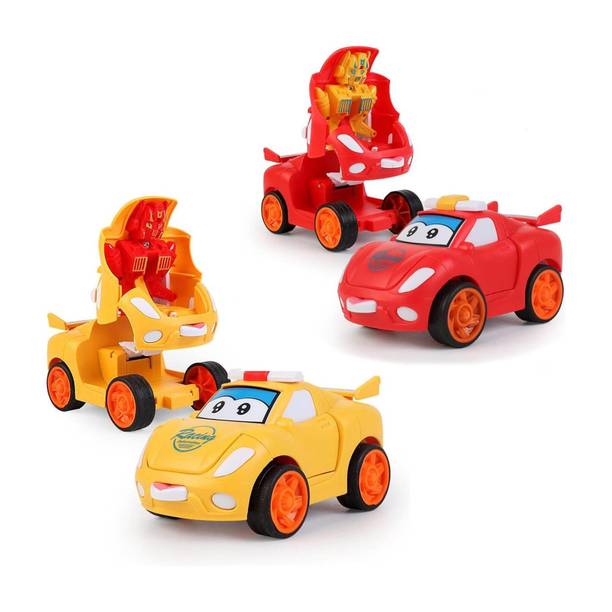 Space Age Mini Pull Back Racing Car to Transformer Robot Toy for Kids