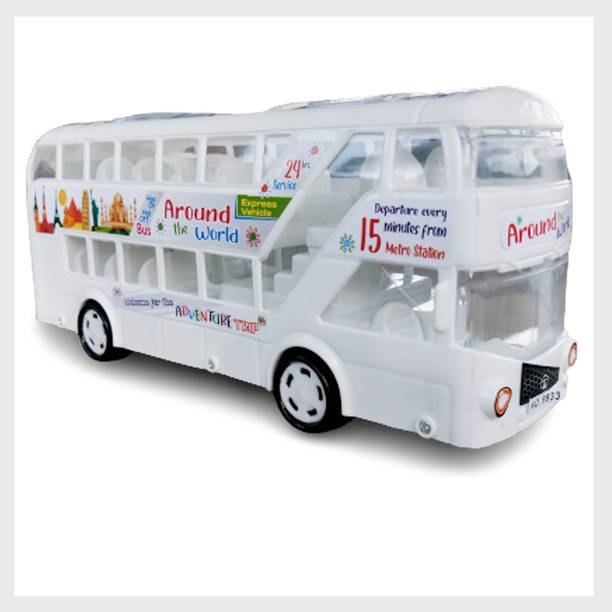 Wasinat Toys Stores Non Rechargeable White Double Decker Bus Toy for Kid