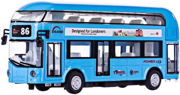 SKBD Die-cast Metal Alloy London Long Bus Double Decker Bus blu SKD