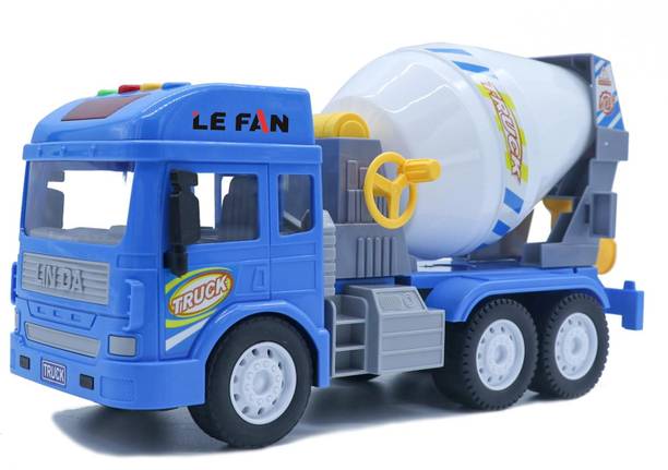 Dwarkathis Creation Kids Cement Mixer Truck Toy with Rotating Drum, Durable Plastic Vehicle