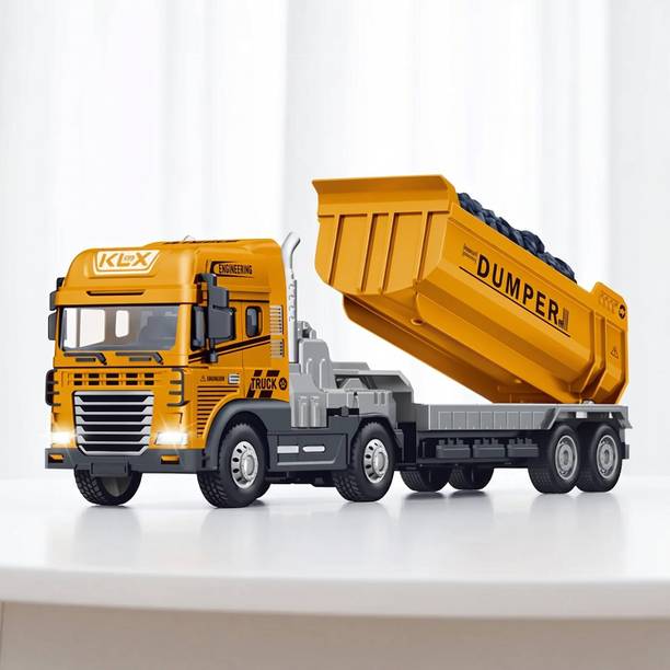 DEZICON Diecast Truck Toy For Kids Light Sound Music Metal Head Dumper Truck Toy