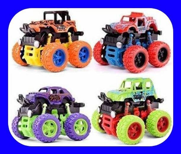 KC COLLECTION New_4 Pack 4WD Monster Truck Offroad Cars, Multicolor(MutliColor, Pack of: 4)