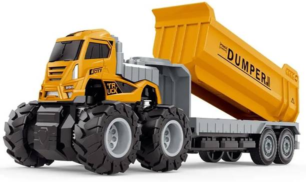 deoxy 1:43 4WD Metal Die-Cast Construction Dumper Truck toys with Friction Powered Toy