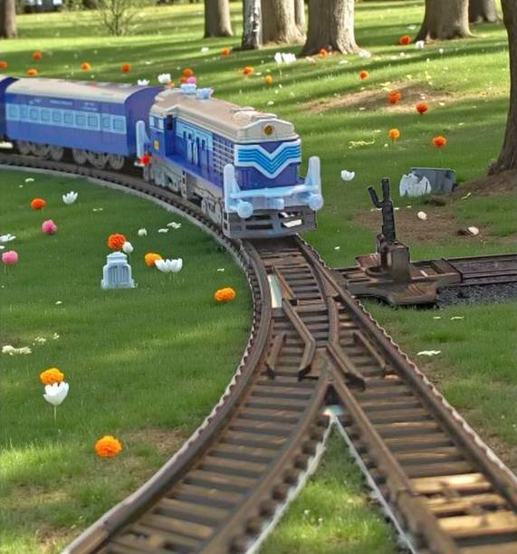 SARASI Passenger Train with Track Changer, Battery Operated, Excellent Body Graphic