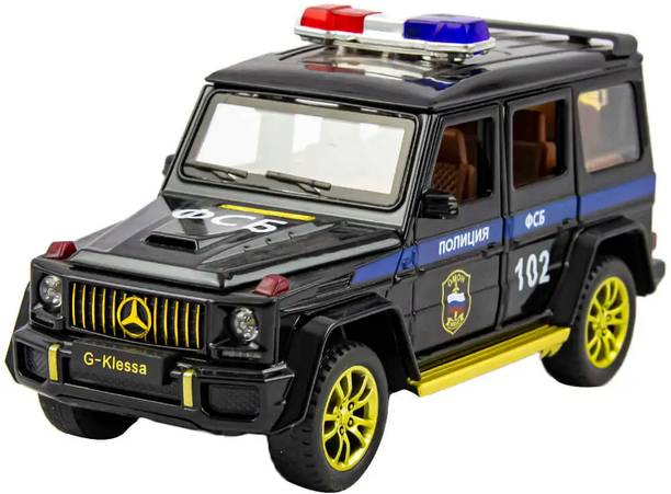 DEUSON ECOM 124 Diecast Metal Police Toy Car Police Car For Kids Light Sound Pullback Car