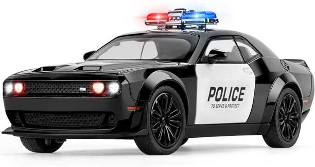 calyxia 1:24 Dodge Challenger Hellcat Police Car Toy Pullback Metal Model
