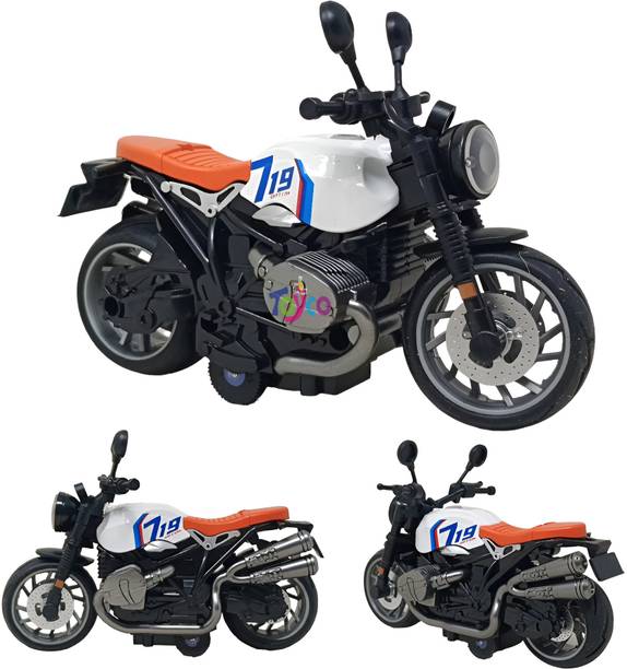 Toyco 1:14 Scale Pull Back Diecast Alloy Royal Motorcycle Toy Bike Simulation Model