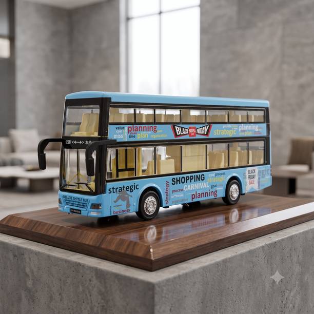DEZICON ECOM Diecast Toy Bus For Kids Metal Light Sound Pullback |Toy | N2S2