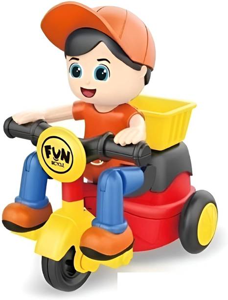 Aganta Friction Powered Mini Tricycle Cartoon Scooter Toy
