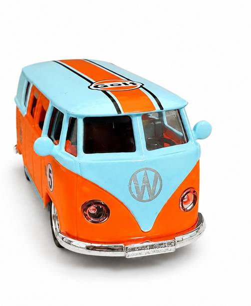 Chhoti Duniya Retro Toy Van for Kids – Mini Bus Toy with Opening Doors, Rolling Wheels