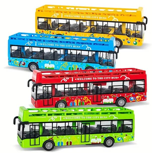 Arizuul City Transport Double Decker Bus Toy Open Door Deluxe Bus Toy
