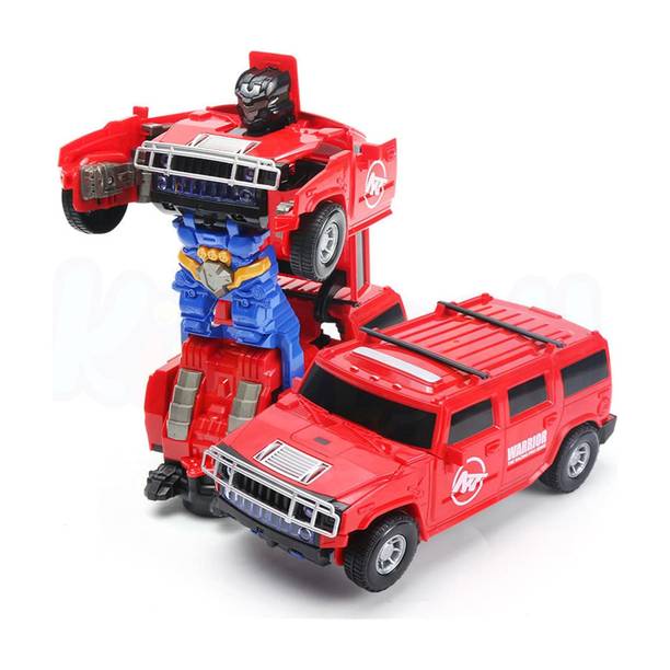 KIDOLOGY 2-in-1 Red SUV Car Toy for Kids | Auto Transforming Robot with Lights & Music
