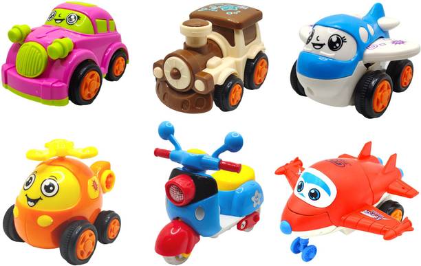Jo Baby Unbreakable Friction Powered Toy Set of Train, Plane & Monster Car For Kids