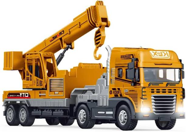 Fraimingo Heavy Duty Crane Truck Toy with Movable Hook and Light Sound Effects