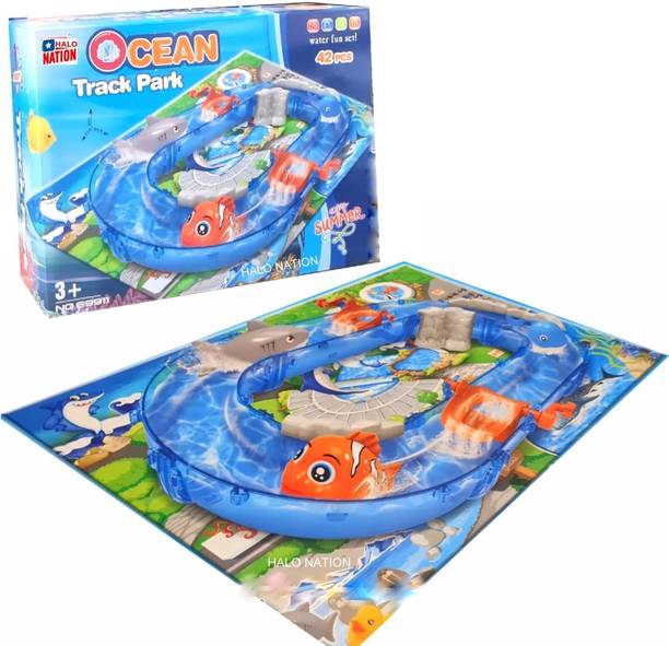 HALO NATION Fishing Game Track Set Toy, Big Size Track, Ocean Water Track Toys Family Game