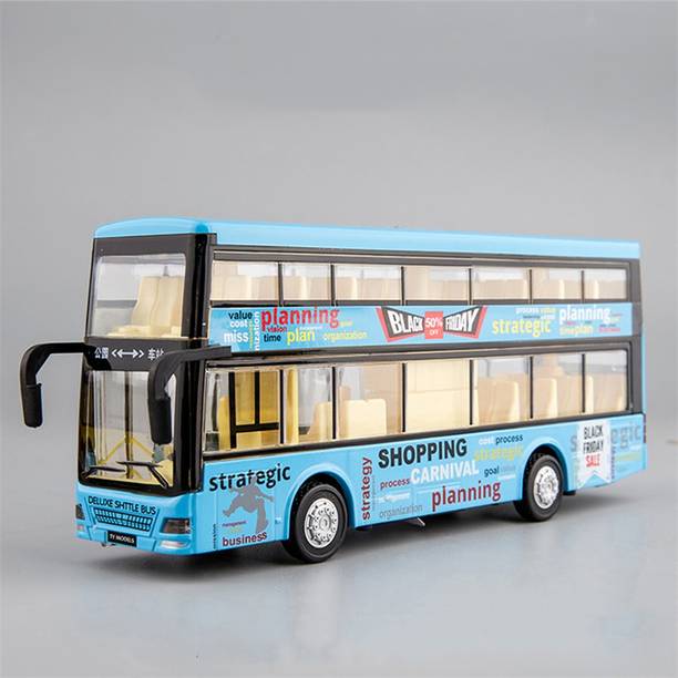 RUTSHRA Metal Diecast Toy Bus Light Sound Pullback London Bus For Kids Double Decker Bus