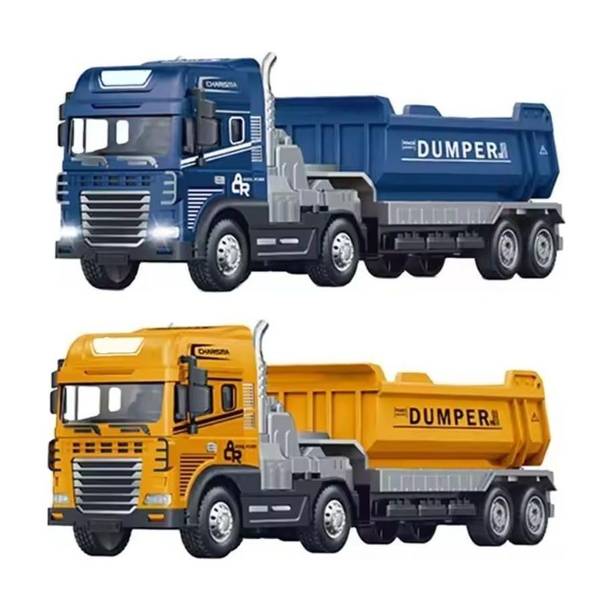 SHIPEASE Friction Power Dumper Transport Truck for Kids Construction Toy with Light Sound