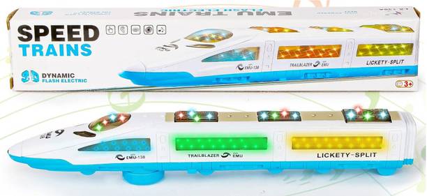 KOBBET Battery Operated 3D Dynamic Flash High Speed Bump and GO Action Bullet Train Toy