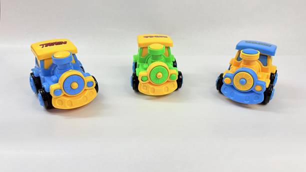 Kidzfun Cute Train Toy Vehicle for Kids Friction Pull Along Train Toy (PACK OF 3)