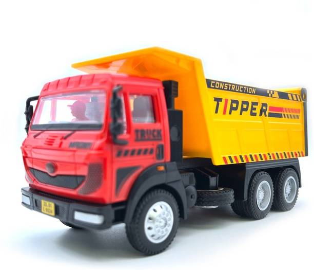 HANAL Tipper Dump Truck with Ratchet Action Openable Tail Gate & Pull-Back Action Toys