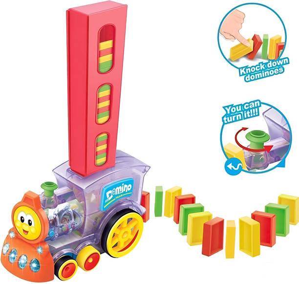 Toyco 40 Pcs Domino Rally Stacking Funny Train Toy Set for Kids with Lights & Sound