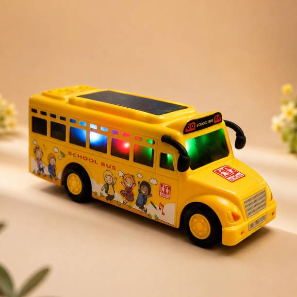 VikriDa School Bus Toy with Lights Sound Friction Powered Vehicle