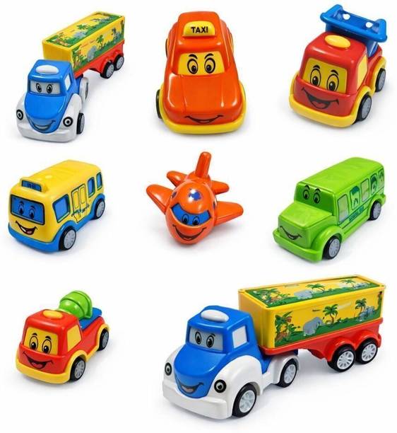RAD CARTEL Unbreakable Pull Back Taxi Car Truck Bus Plane vehicles Toy for Boys girls Kids
