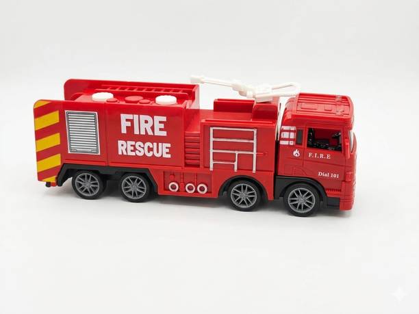hda group 8 Tyre Fire Truck for Kids Friction Power Toy Vehicle with Openable Back Door