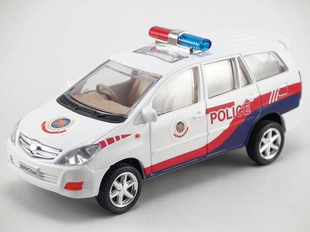 Toyterra Police Innova Car Pull Back Toy Vehicle for Kids, White, Age 3Y+