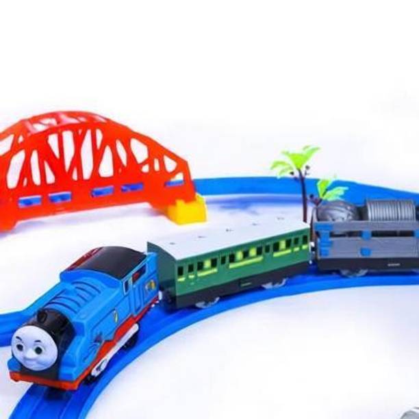MY KAFERS Thomas Kids Train Toy Battery Operated Train Set with Light & Sound Tracks