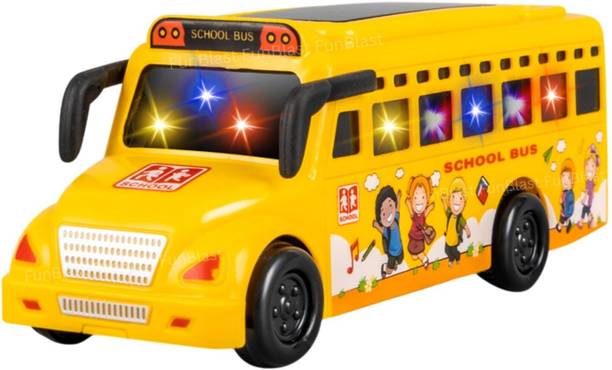 FunBlast School Bus Toy for Kids, Friction Powered Push and Go Mini School Bus
