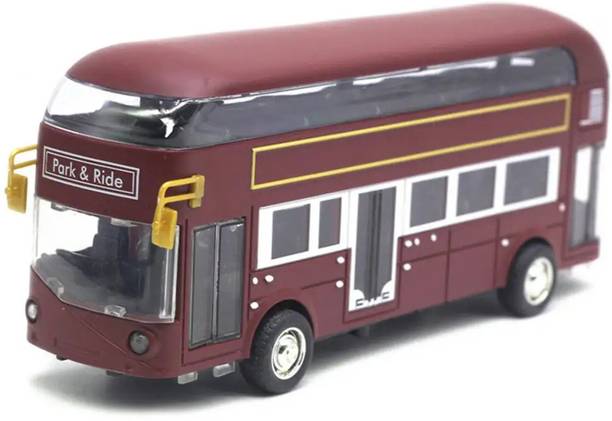 DEUSON ECOM Toy Bus For Kids Double Decker Bus Light Sound Pullback School Bus London Bus
