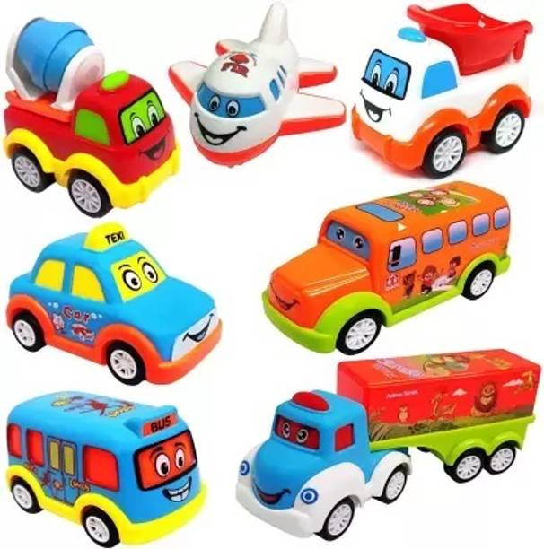 hda group Unbreakable Pull Back Texi Car Truck Bus Plane Toy