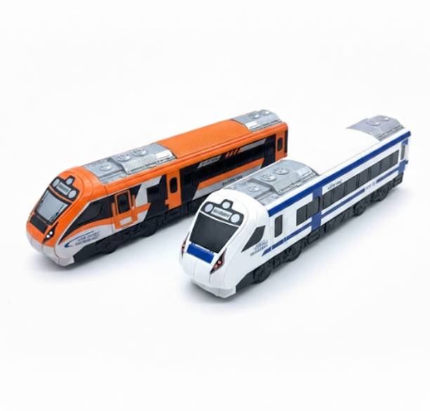 HANAL Nav Bharat Express Train SET of Orange & Blue with Pull-Back Action Toy