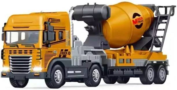 Trixvva Friction Powered Cement Mixture Construction Truck Toy with Light Sound for Kids