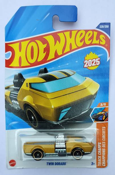 HOT WHEELS TRACK CHAMPS CHAMPIONS DES CIRCUITS 3/5 TWIN DORADO TOY CAR