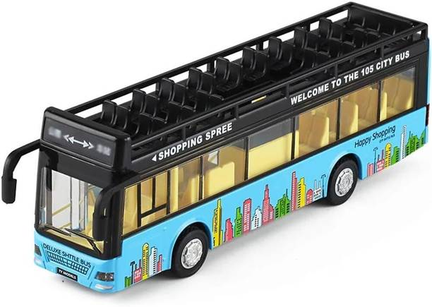 FLBAKO Diecast Metal Alloy London Long Sightseeing Bus Collection Bus Toys for Boy Kids