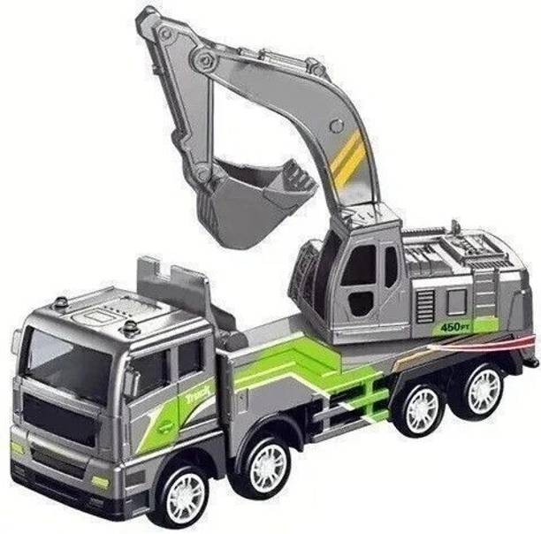 scholarly Friction Powered Excavator Construction Truck Toy for Kids Pull Back Vehicles